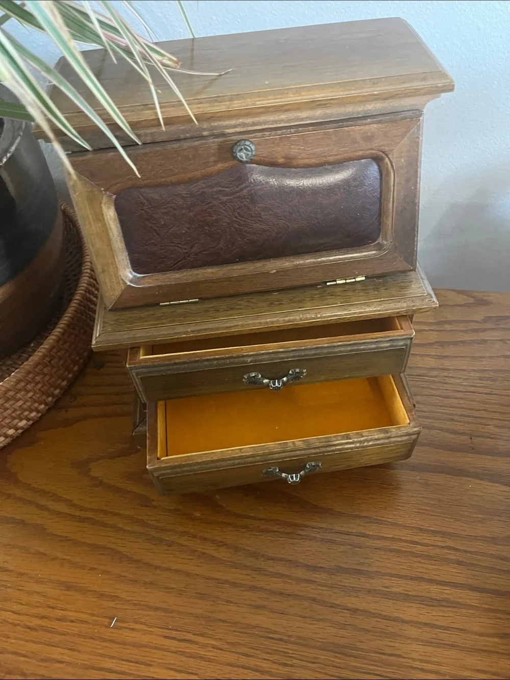 Vintage wooden secretary, desk, jewelry box